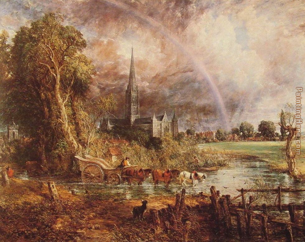 Salisbury Cathedral from the Meadows painting - John Constable Salisbury Cathedral from the Meadows art painting